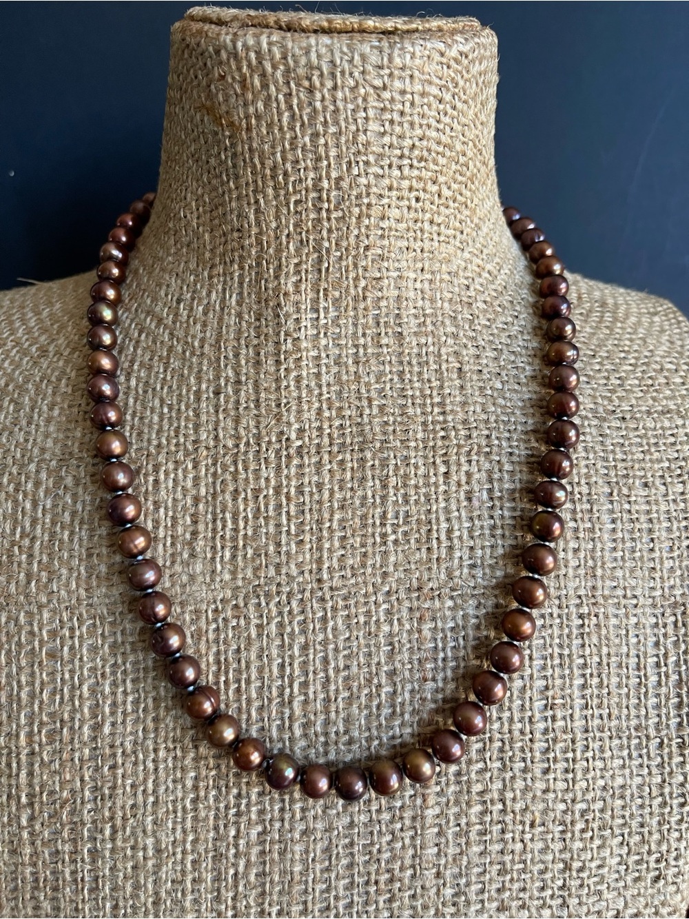 925 sterling silver genuine Brown freshwater Pearl Necklace.